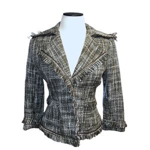 NWT New York & Company Women's Black Polyester Blend Tweed Blazer Jacket Sz 4